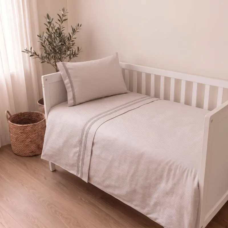 Elegant Çizgili Bambu Nevresim Takımı - ikinci görünüm